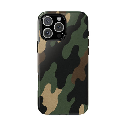 Military green camo tough phone case by Printify, rugged protective cover for smartphones with military-inspired design.