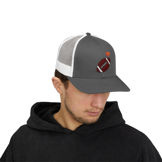 Football Love Snapback Trucker Cap, Sports Hat, Gift for Sports Fans, Casual Wear, Outdoor Activities - product image