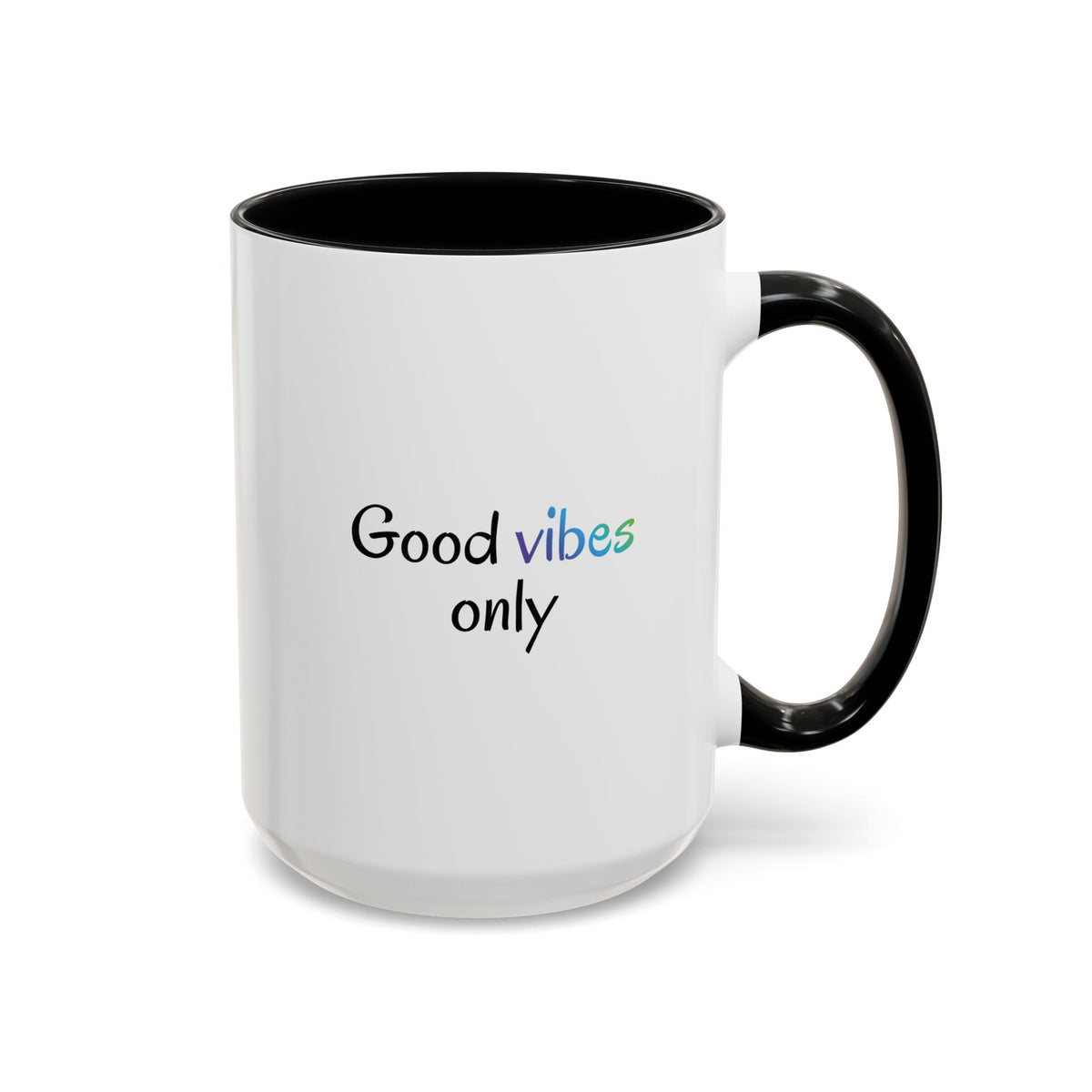 Printify Good Vibes Only accent coffee mug with positive morning inspirational message and modern design.