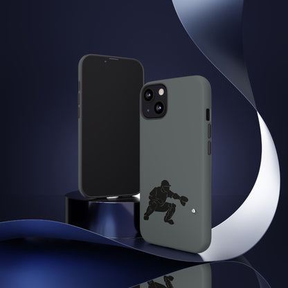 Printify baseball catcher phone case, rugged protective cover with catcher glove design for iPhone or Android smartphones.