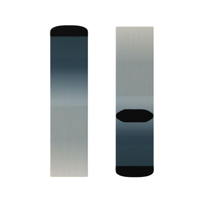 Blue Gray Ombre Sublimation Socks | Gradient Crew Socks