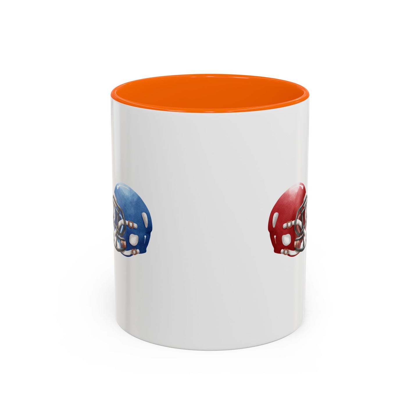 Football Helmet Coffee Mug — Red vs Blue Rivalry Accent Mug (11/15oz)