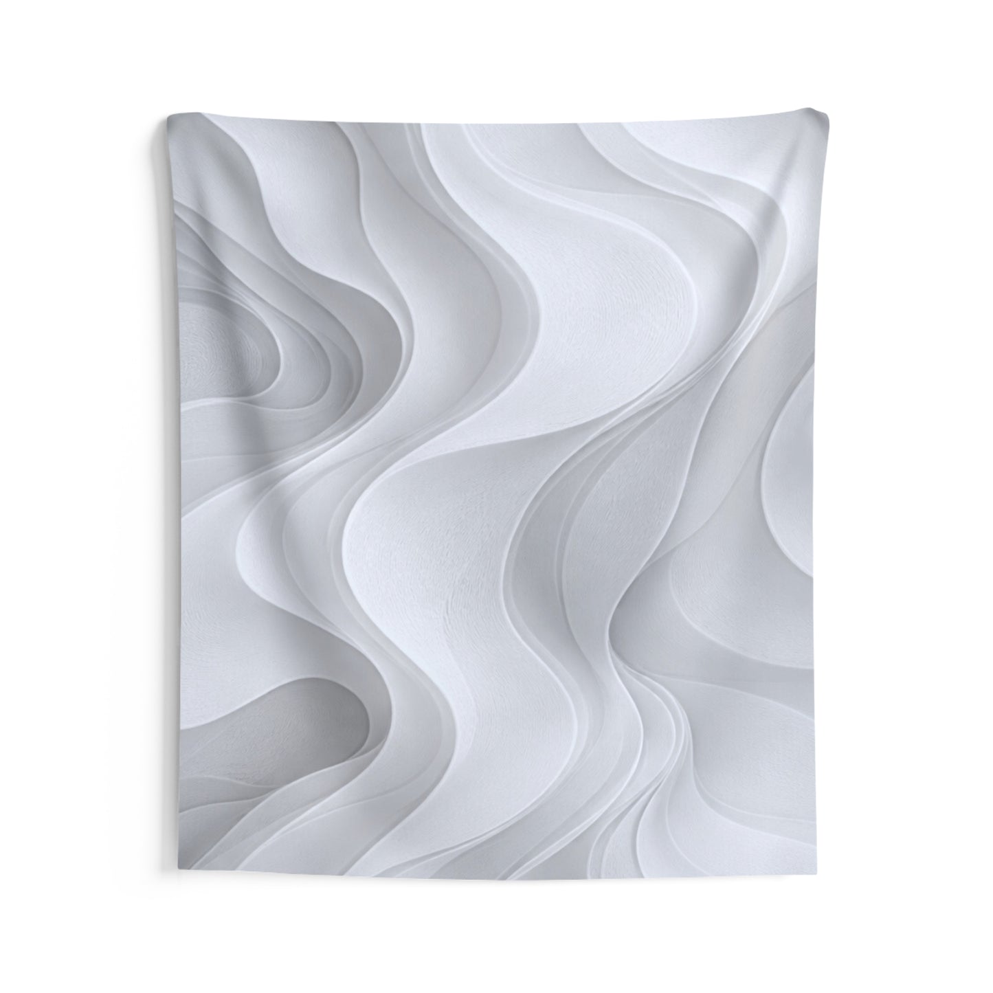 Abstract White Wave Tapestry — Modern Minimalist Wall Art