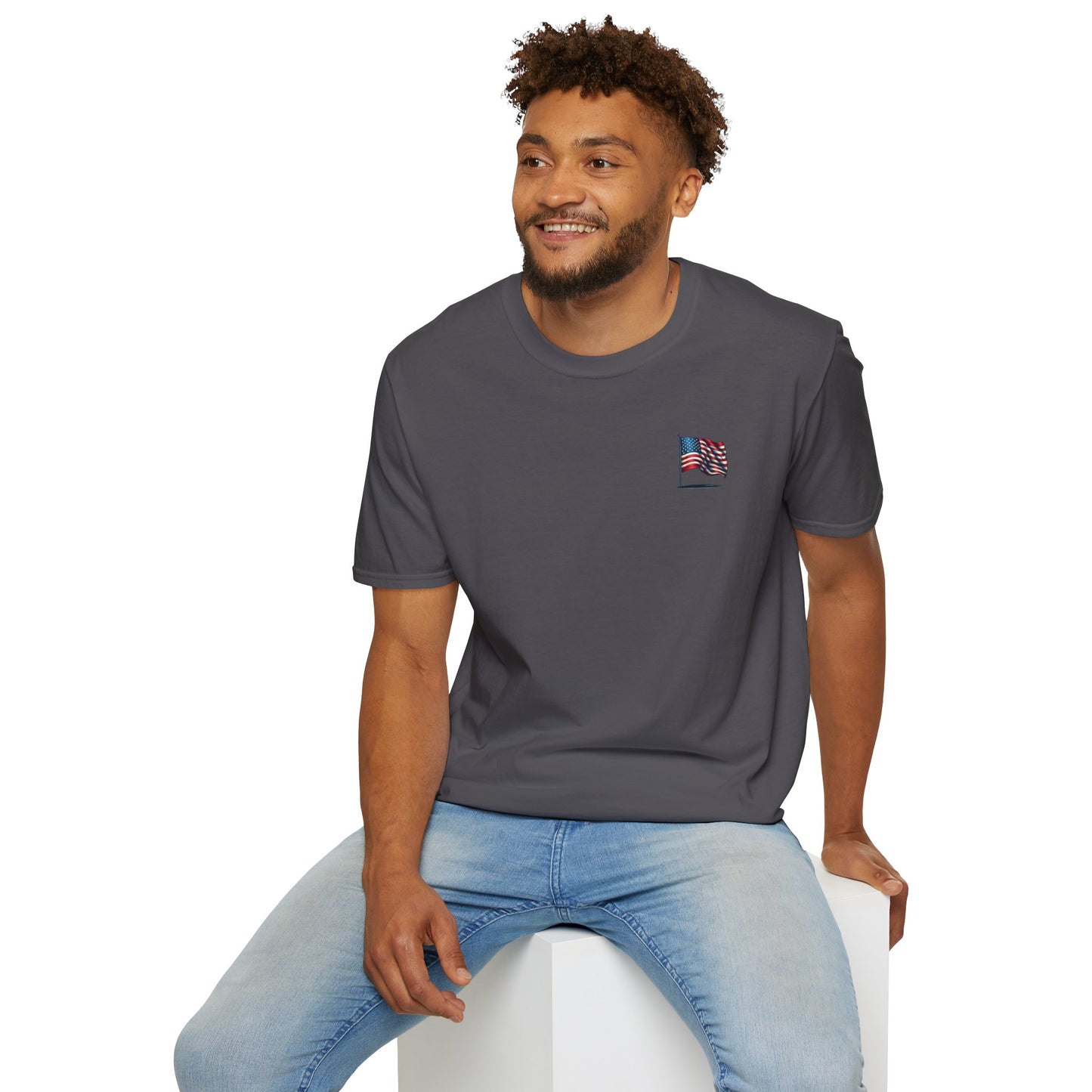 Patriotic Unisex Softstyle T-Shirt, American Flag Tee, USA Pride Shirt, Perfect for Independence Day, Casual Wear - TRV