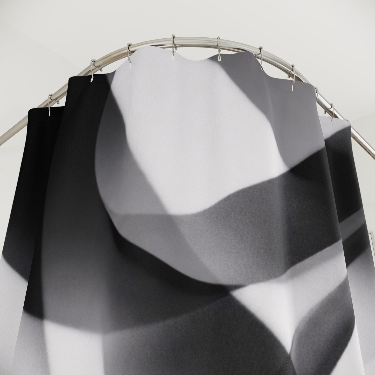 Abstract Black White Waves Shower Curtain | Modern Geometric Bathroom Decor