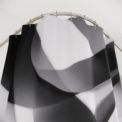 Abstract Black White Waves Shower Curtain | Modern Geometric Bathroom Decor