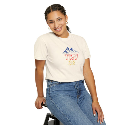 Unisex garment-dyed T-shirt with Printify logo, casual fit, soft fabric, and classic crew neckline.