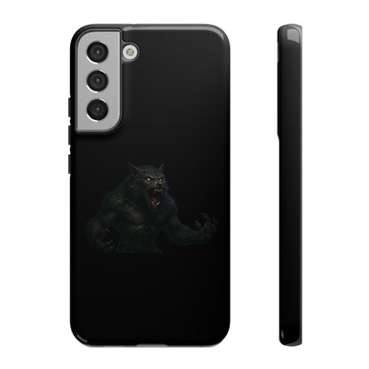 Werewolf phone case with dark monster graphic, tough protective design for a smartphone, by Printify.