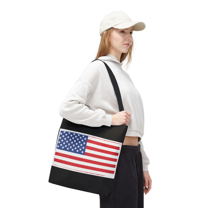 Patriotic Tote Bag, American Flag Carryall, Beach Bag, Reusable Shopping Tote, Independence Day Gift - TRV