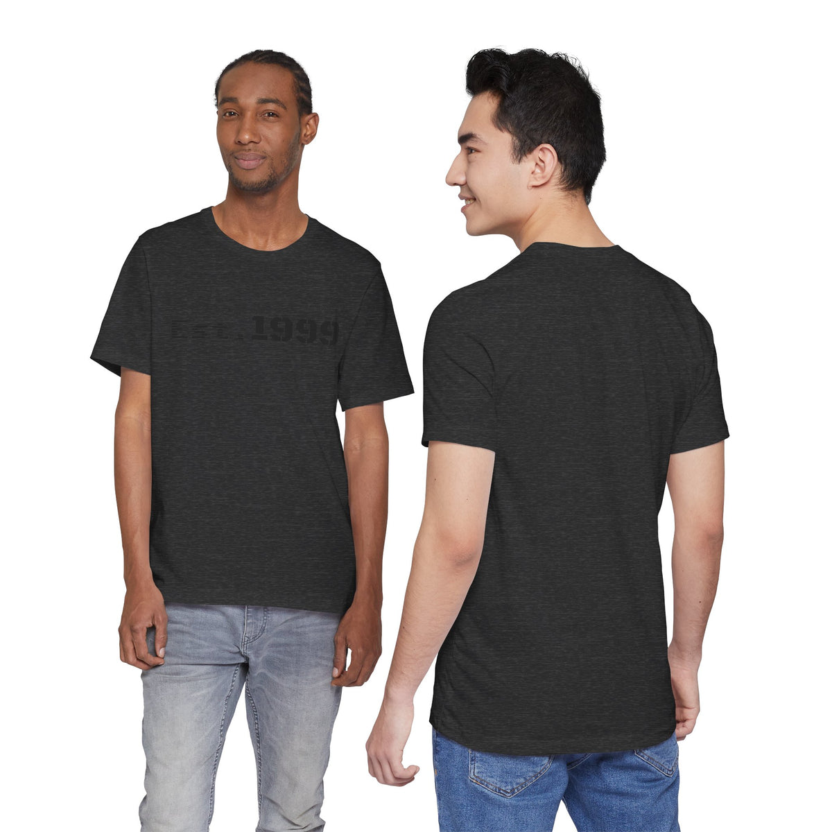 Vintage minimalist Est. 1999 T-shirt by Printify featuring simple birth year design on a classic cotton tee.