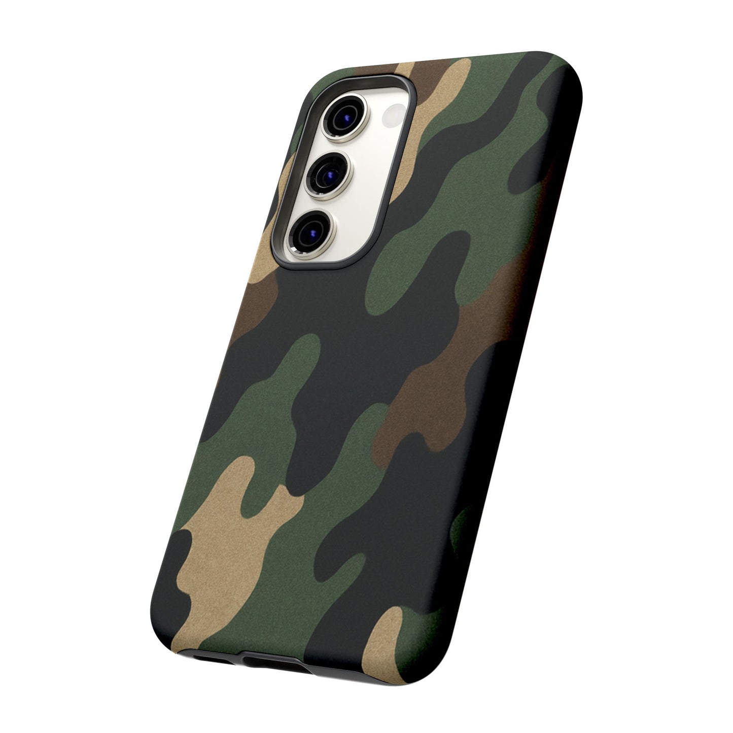 Military green camo tough phone case by Printify, rugged protective cover for smartphones with military-style camouflage design.