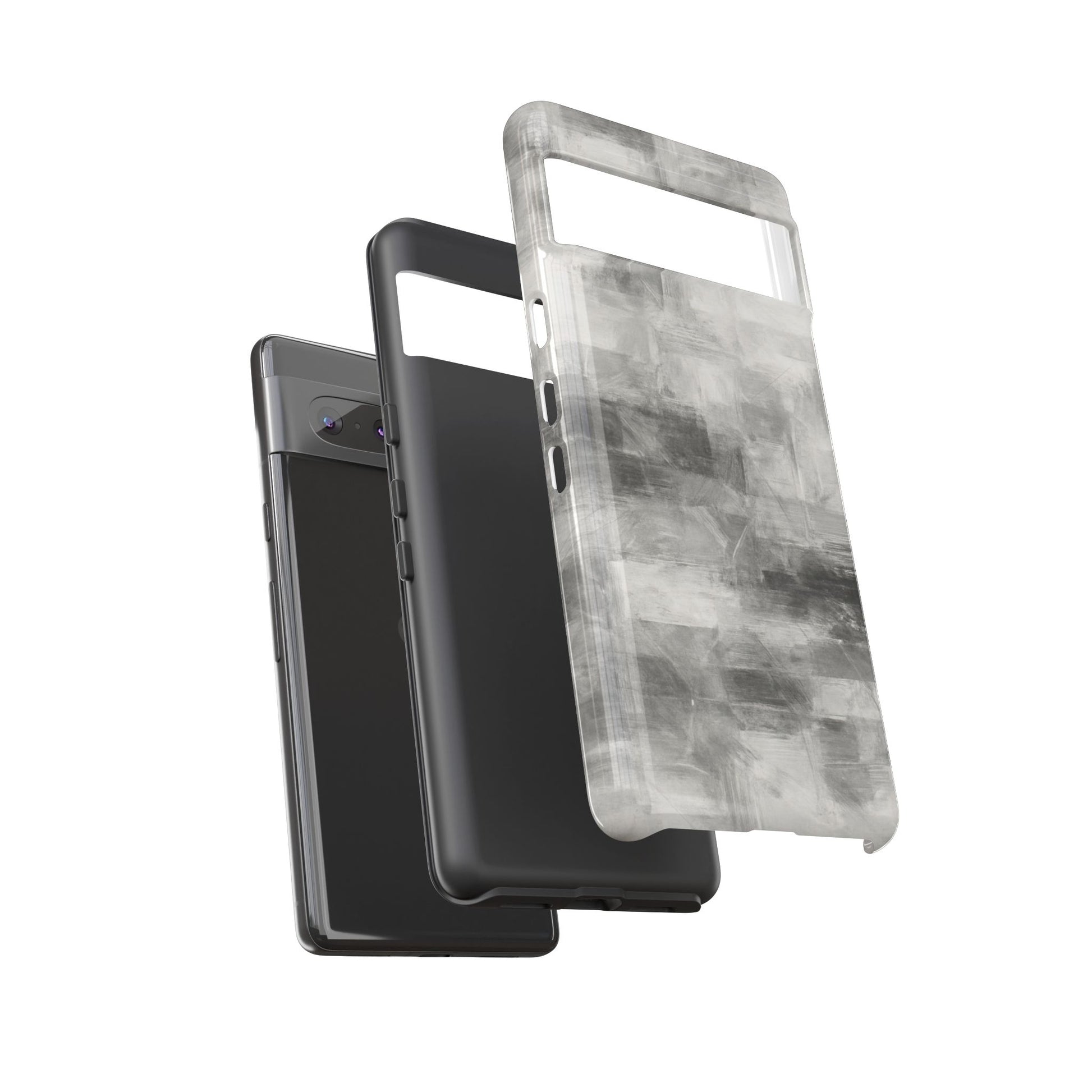 Abstract gray grid phone case for iPhone, tough protective cover from Printify with modern geometric design.