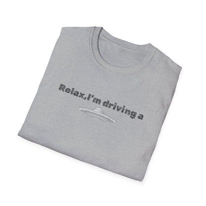 Relaxed UFO Driver T-Shirt, Funny Shirt, Unisex Graphic Tee, Gift for Space Lovers, Casual Wear, Alien Theme Humor