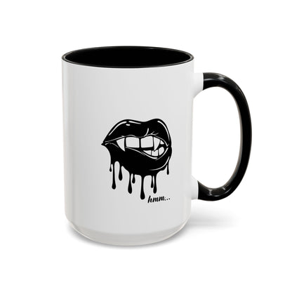 Black accent Dripping Bite coffee mug by Printify, 11oz or 15oz ceramic mug with unique dripping design visible in the image.