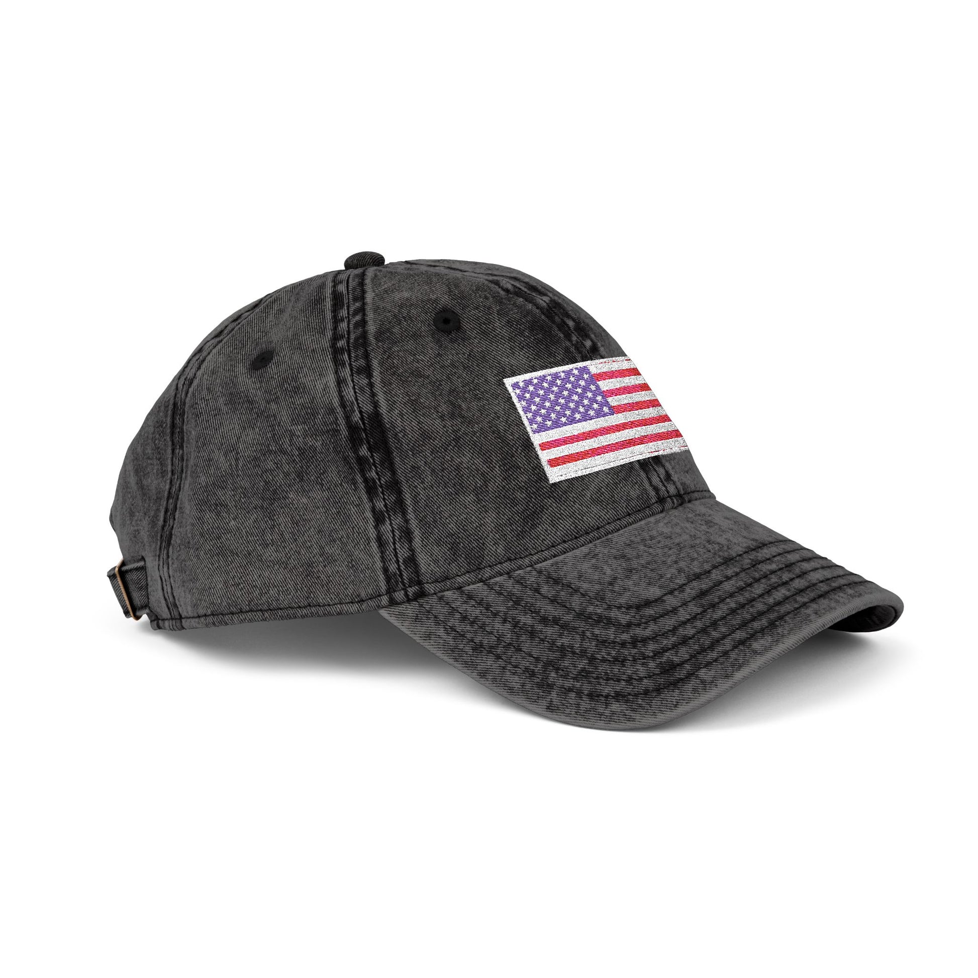 Embroidered Vintage Cap with USA Flag Design - TRV