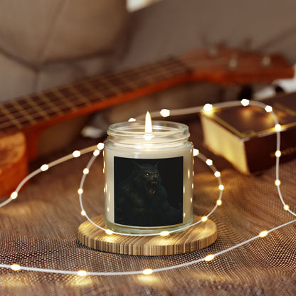 Soy Blend Candle — Coconut Apricot Wax, Black Cat Howl Artwork (4oz & 9oz)