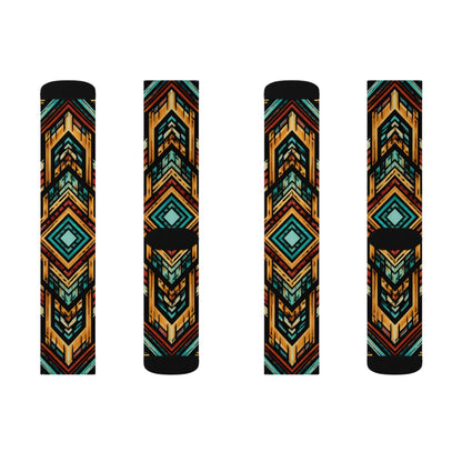 Southwestern Aztec Pattern Socks | Geometric Tribal Print