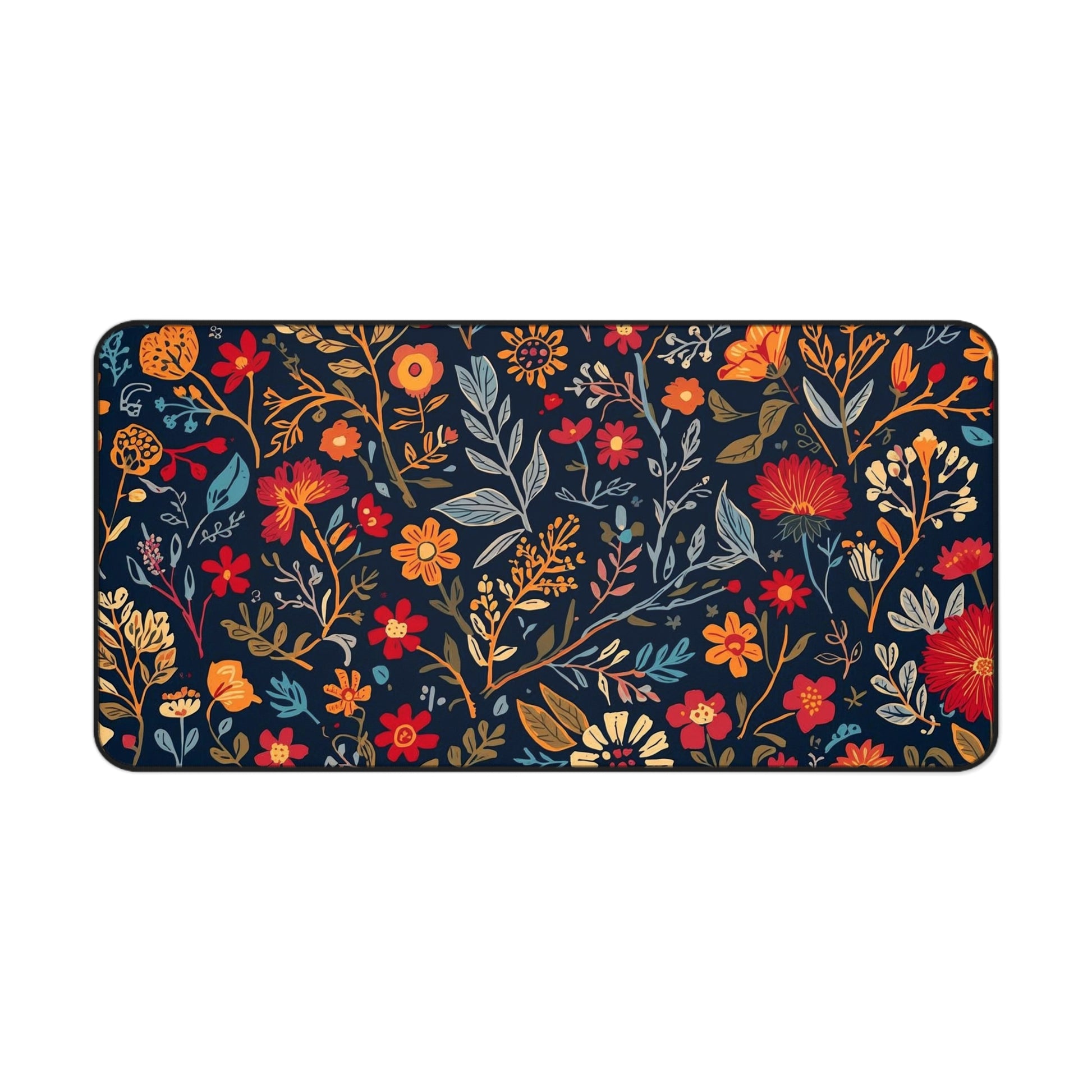 Autumn floral pattern desk mat with fall flowers design, Printify mouse pad for office or home workspace.