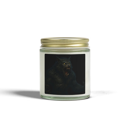 Soy Blend Candle — Coconut Apricot Wax, Black Cat Howl Artwork (4oz & 9oz)