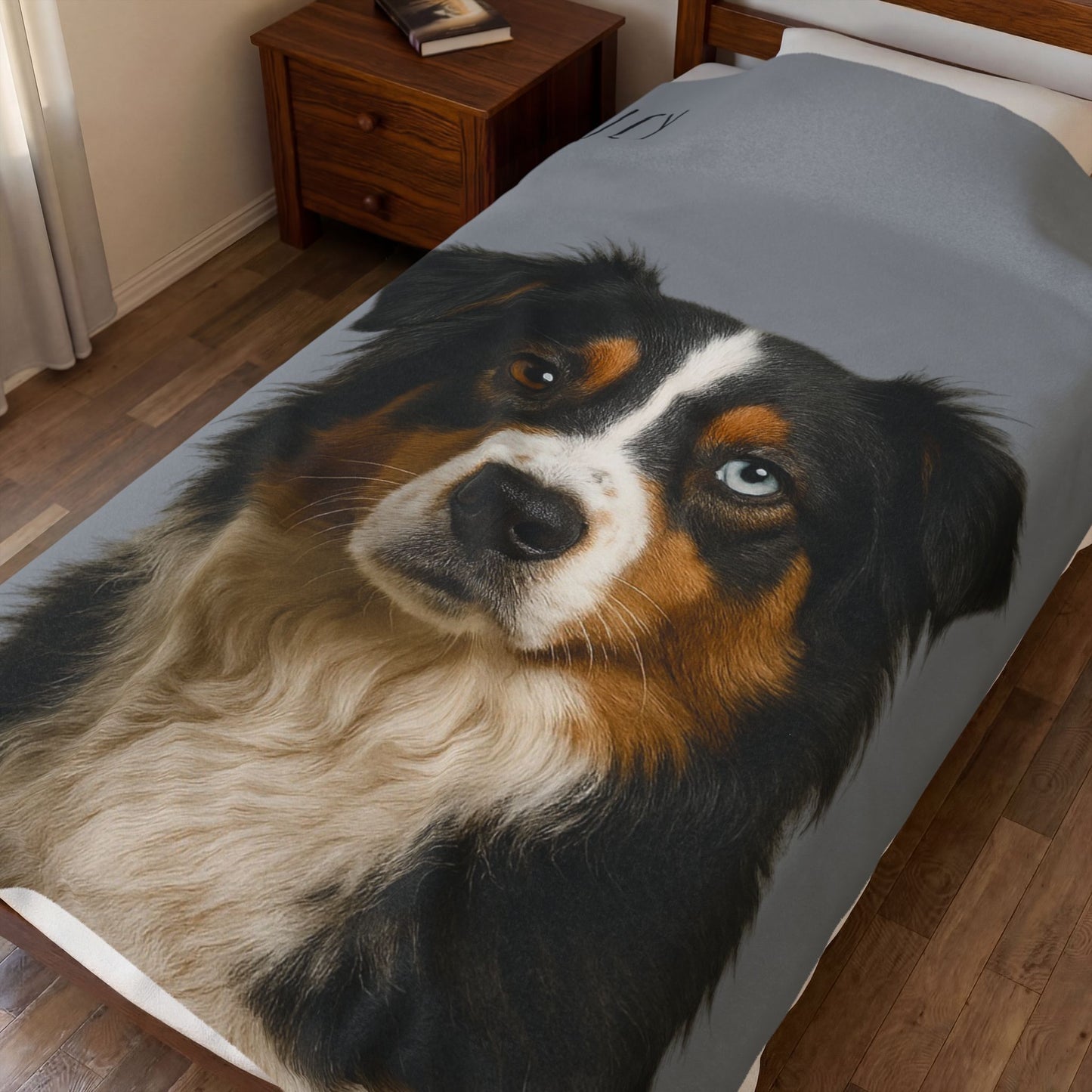 Personalized Aussie Dog Portrait Blanket | Velveteen Plush Blanket