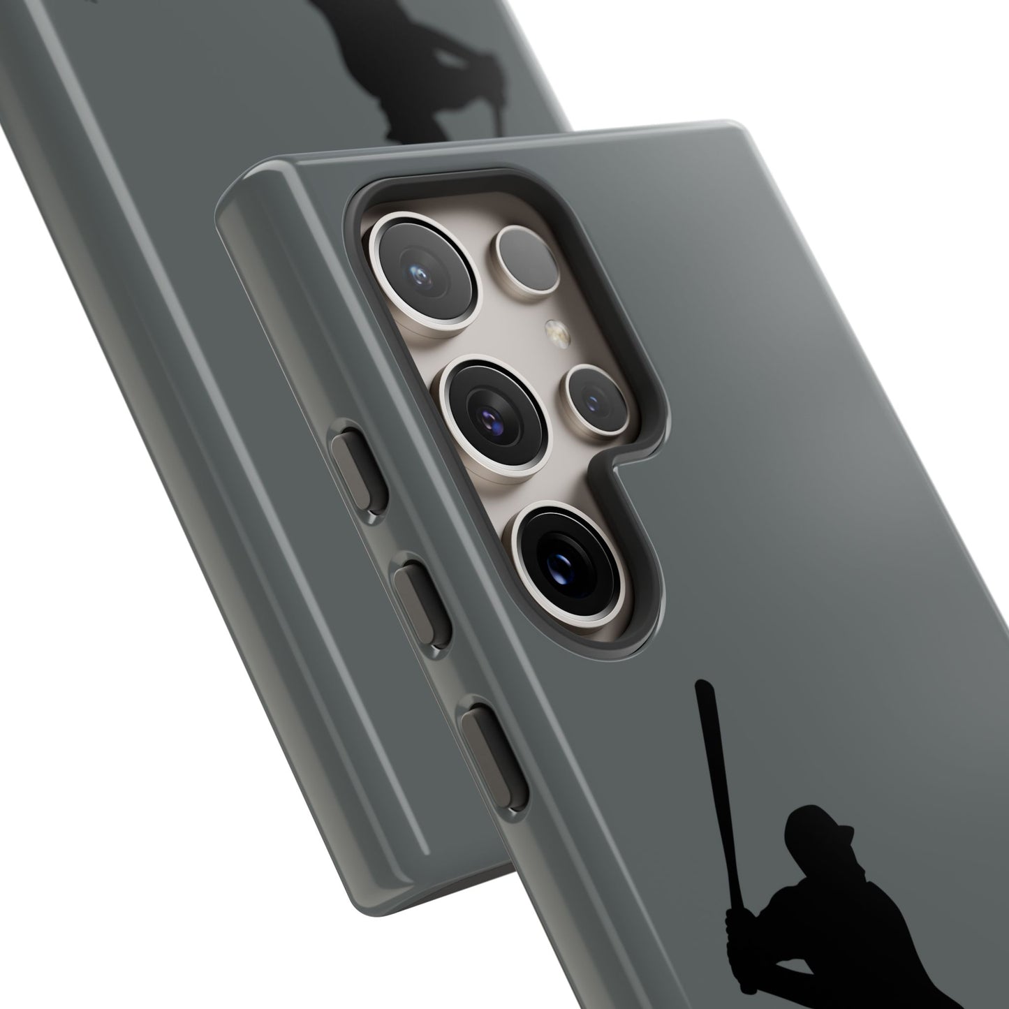 Black protective iPhone case featuring a baseball silhouette design, ideal for sporty and rugged phone protection.