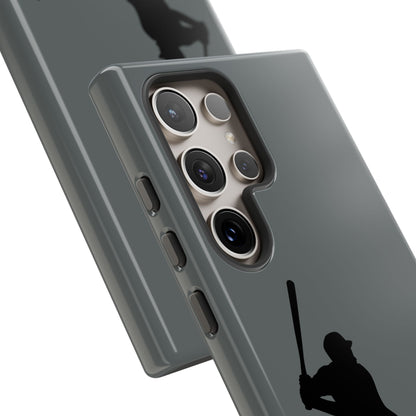 Black protective iPhone case featuring a baseball silhouette design, ideal for sporty and rugged phone protection.