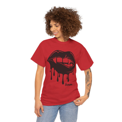 Edgy Graphic Tee - Dripping Lips Design - Unisex Heavy Cotton Tee