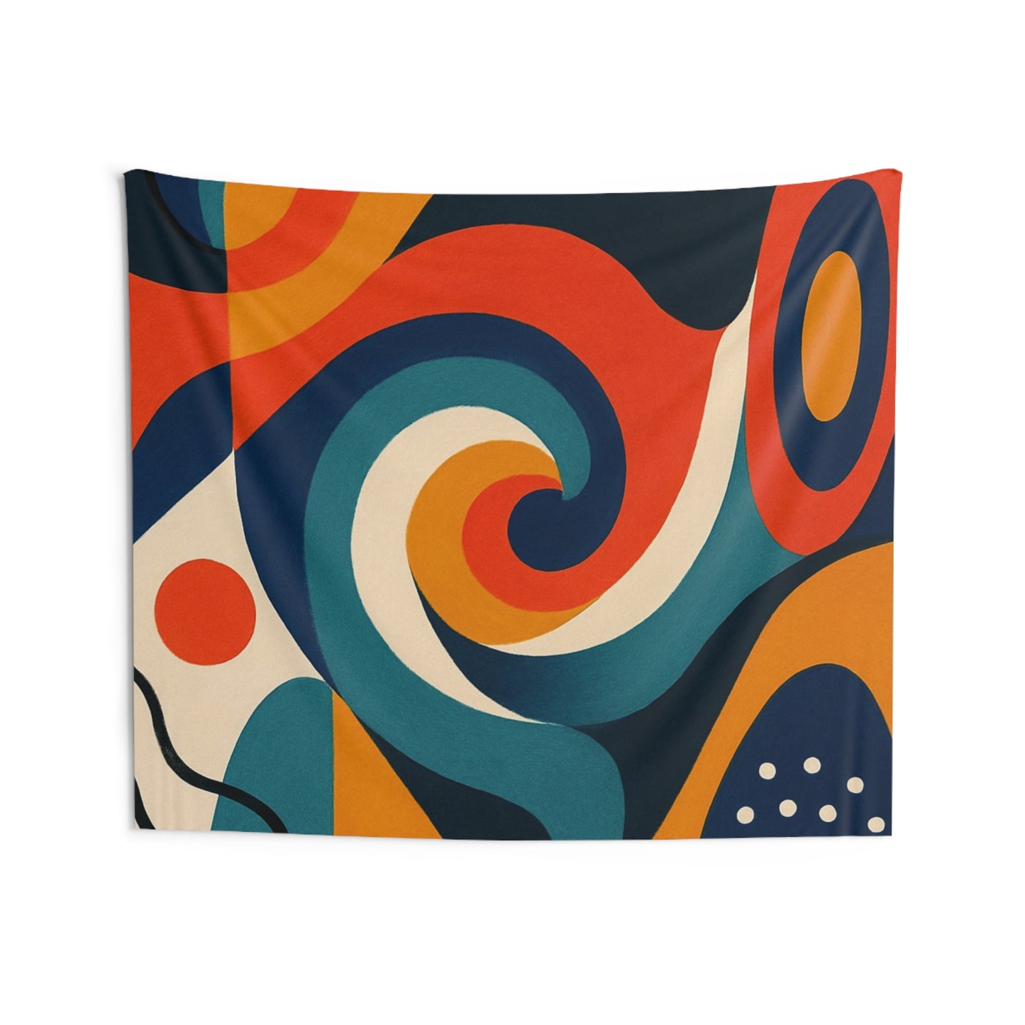Abstract Retro Swirl Tapestry — Colorful Geometric Wall Art