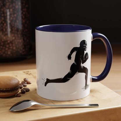 Football Player Themed Accent Coffee Mug, Sports Fan Gift, Unique Mug for Athletes, Coffee Lover, Game Day Essential - TRV