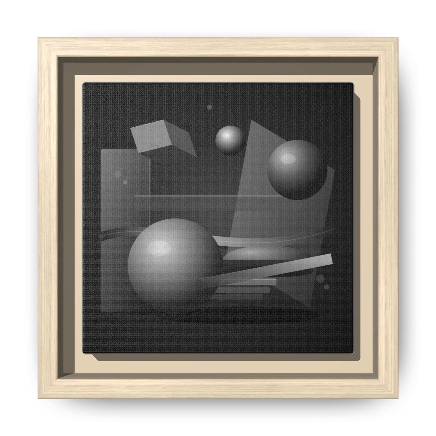 Monochrome Geometric Spheres Canvas Framed Wall Art | Matte Print