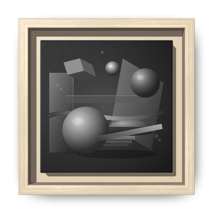 Monochrome Geometric Spheres Canvas Framed Wall Art | Matte Print