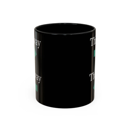 Ceramic coffee mug with "This Way or That Way" arrow design, available in 11oz and 15oz sizes, by Printify.