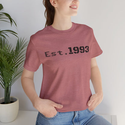 Vintage 1993 Est. T-Shirt by Printify featuring a classic born in 1993 design on a casual cotton tee.