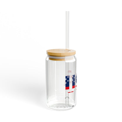 Patriotic USA Sipper Glass, 16oz — American Flag Straw Tumbler