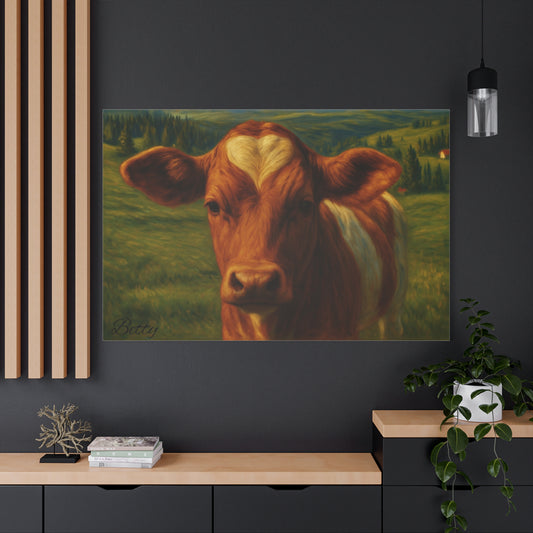 Cow Portrait Canvas Print - Heart Forehead Farm Animal Wall Art