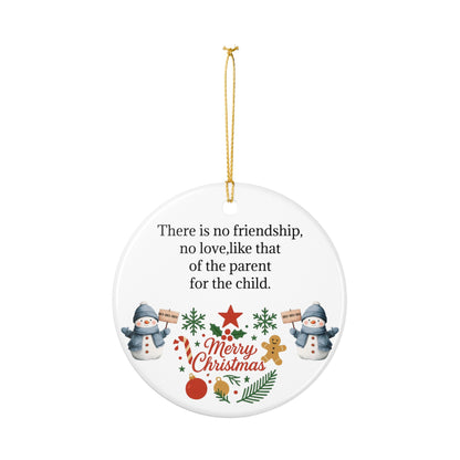 Parent Child Quote Merry Christmas Ornament | Ceramic Holiday Ornament - TRV