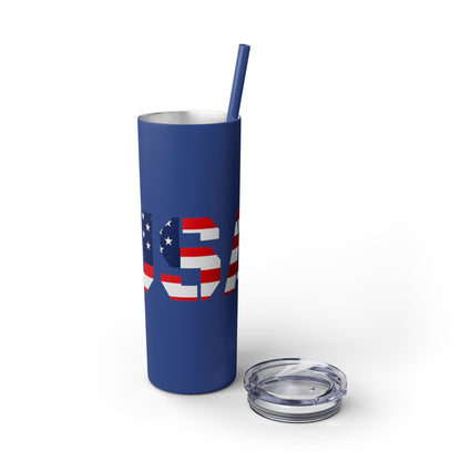 Skinny Tumbler — USA Flag 20oz Straw Tumbler (Patriotic Travel Cup)