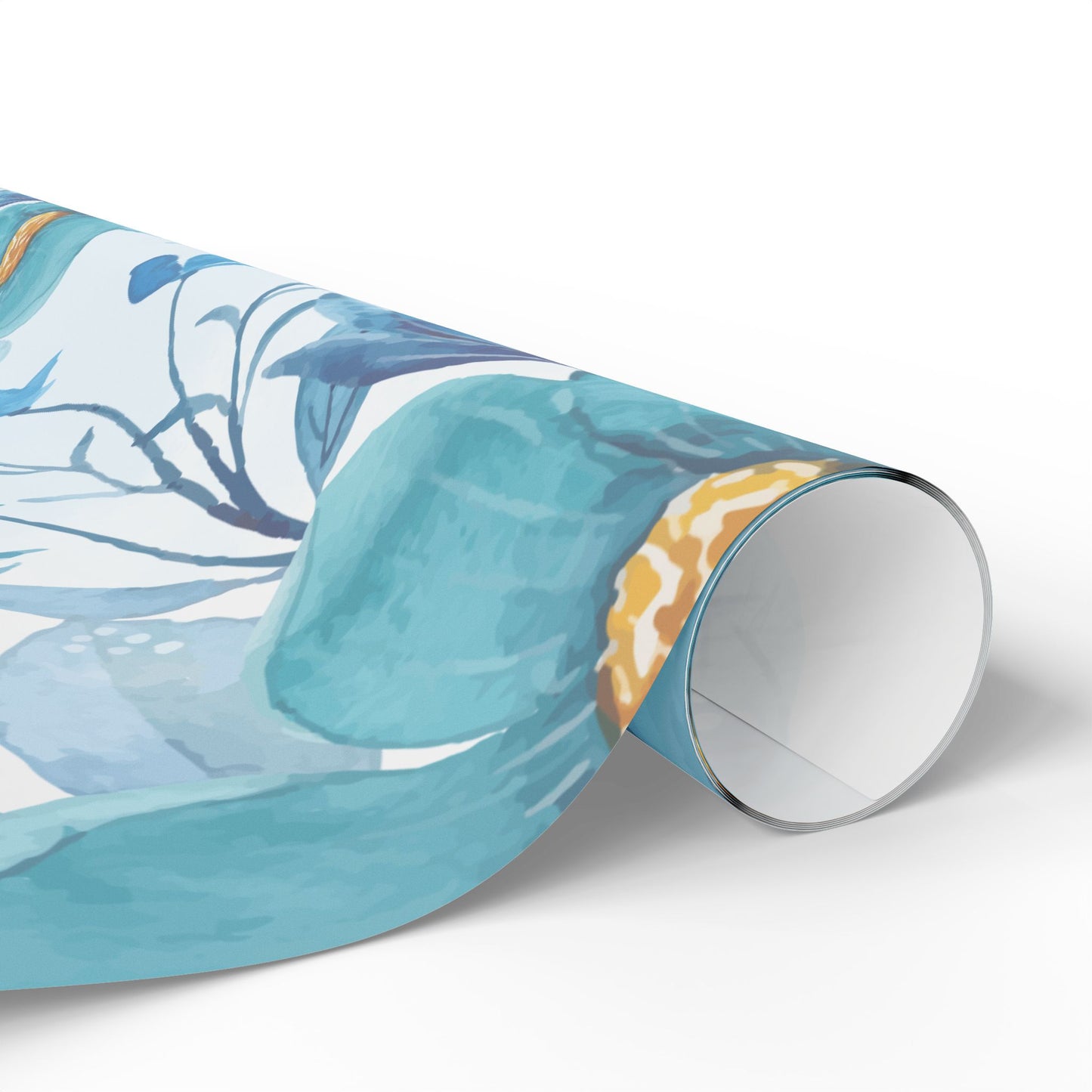 Blue Floral Wrapping Paper Roll — Watercolor Bouquet Gift Wrap