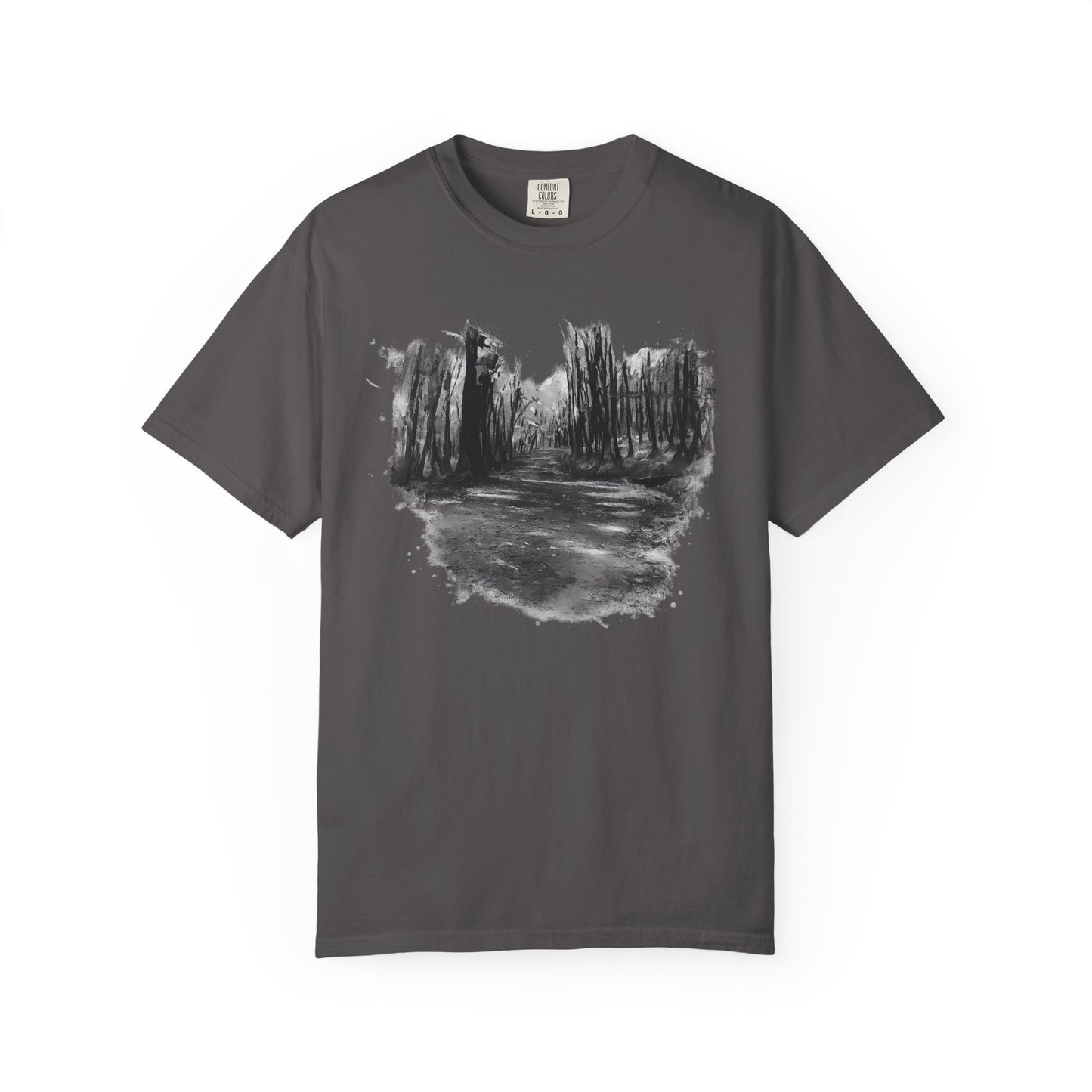 Artistic Forest Scene T-shirt | Nature Lover Gift, Outdoor Adventure Tee, Eco-Friendly Fashion, Vintage Inspired Clothing, Unisex Gift - TRV
