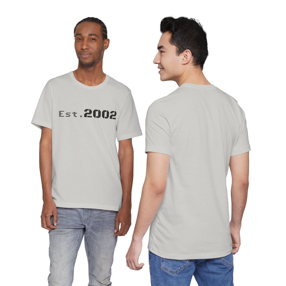 Vintage-style Printify Est. 2002 T-Shirt celebrating the year established with a classic anniversary design on a comfortable cotton tee.