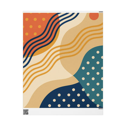 Abstract Retro Wave Wrapping Paper Roll — Mid-Century Geometric Gift Wrap