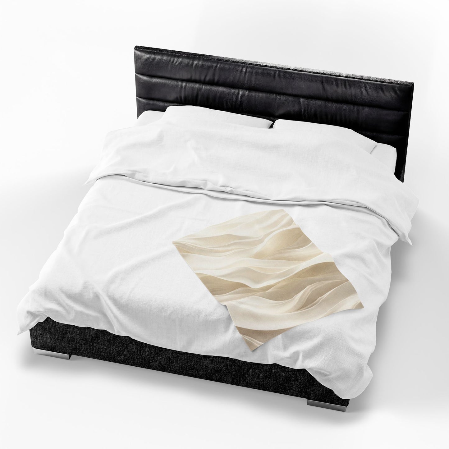 Neutral Abstract Waves Velveteen Plush Blanket | Beige Swirl Pattern