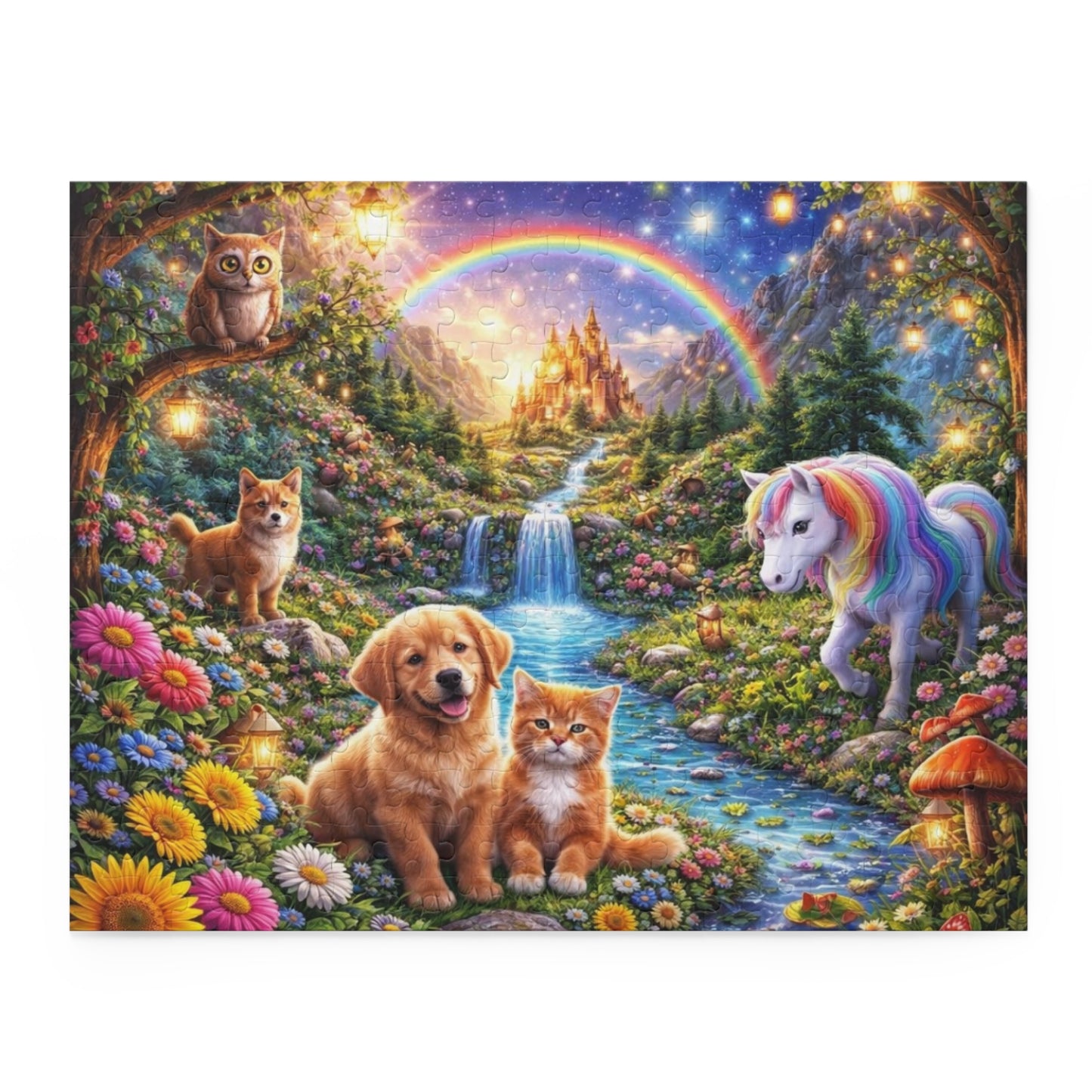 Rainbow Unicorn and Puppies Puzzle