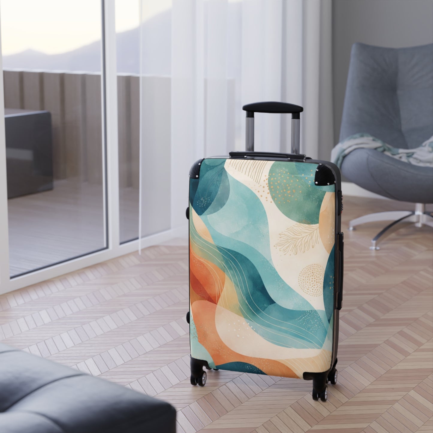 Autumn Mist Forest Suitcase — Scenic Fall Travel Luggage