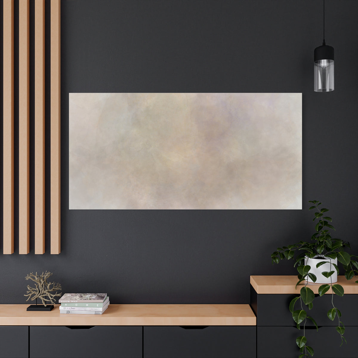 Soft neutral abstract fog canvas print by Printify featuring a calming, artistic fog design on high-quality canvas.