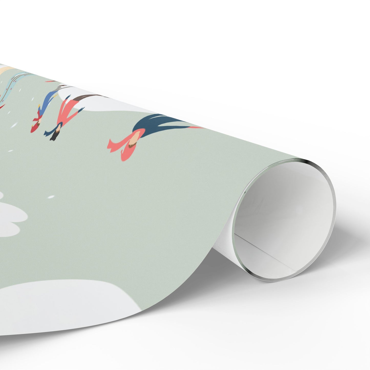 Winter Village Pattern Wrapping Paper | Holiday Snow Scene Roll