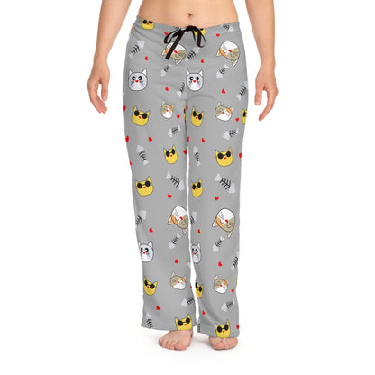 Cozy Cat-Themed Women's Pajama Pants | Cute Sleepwear, Relaxation, Gifts for Cat Lovers, Pajama Party, Lounge Wear - TRV