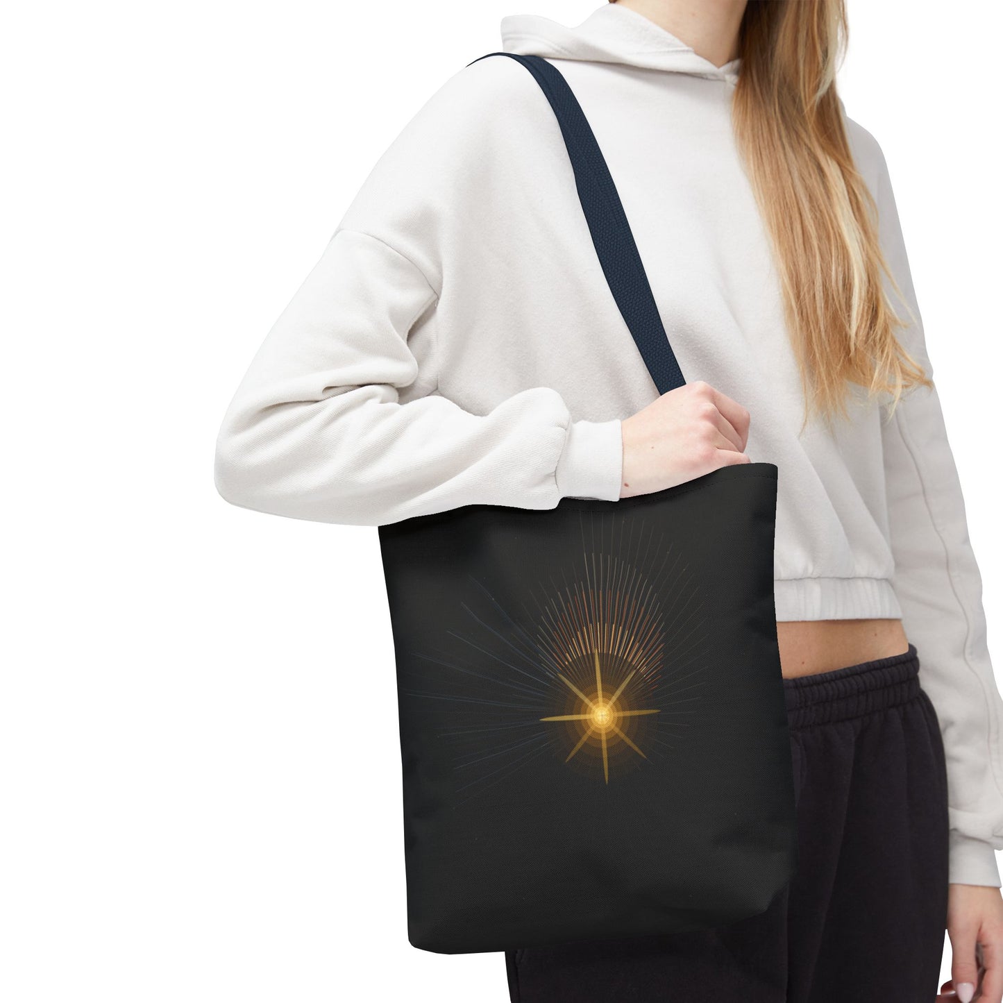 Radiant Starburst Tote Bag | Golden Light Celestial Design - TRV