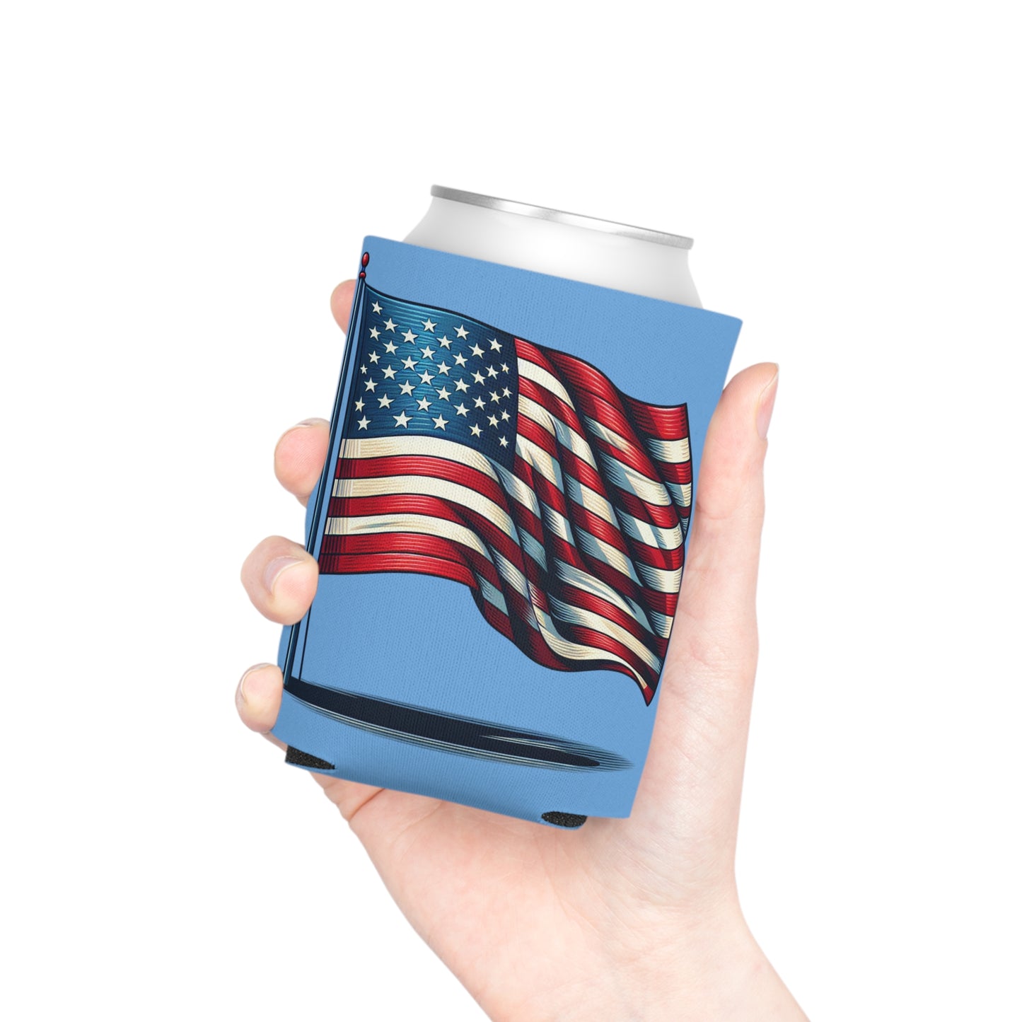 Patriotic Can Cooler, American Flag Drink Sleeve, Summer BBQ Beverage Holder, Fourth of July Party Favor, Cooler for Beer & Soda