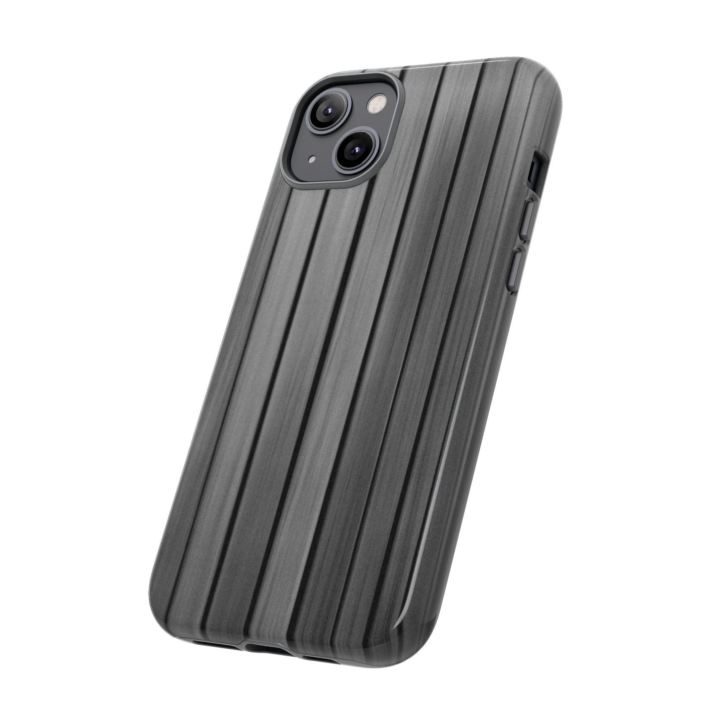 Ribbed metal texture phone case for iPhone by Printify, featuring a tough protective design and sleek metallic finish.